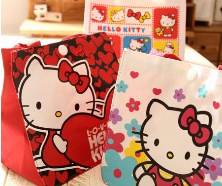 【貓凱特韓國文具精品】凱蒂貓 雙面印花 便當包 帆布小拎包